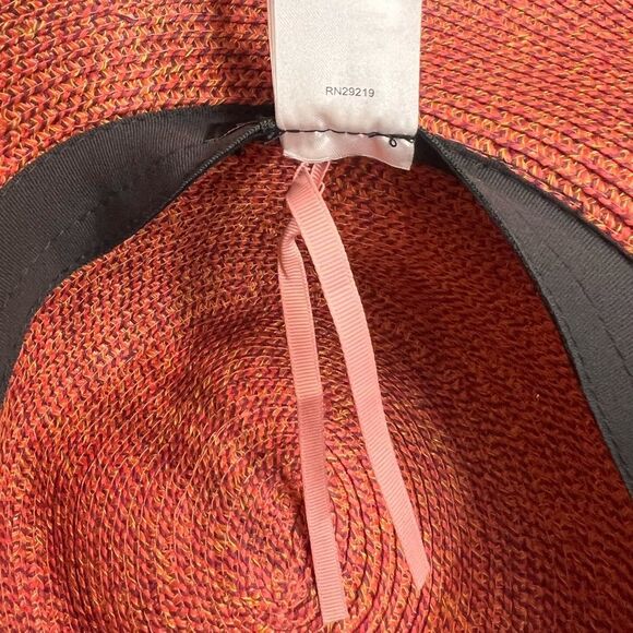 Betmar Gossamer Packable Straw Sun Hat, Tropical Multi (Coral/Purple/Yellow) NWT - Picture 12 of 13